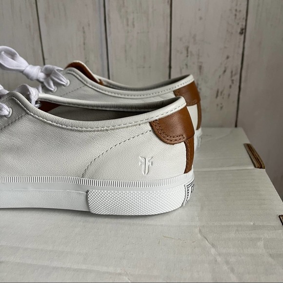 Frye White Leather Lace Low Sneakers in Size 9 - Picture 7 of 9